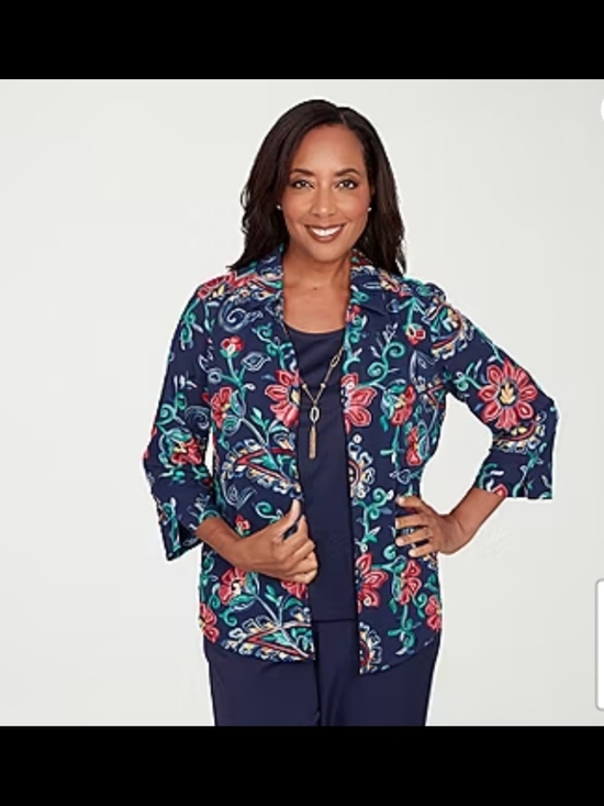 Alfred Dunner Tops - NWOT Alfred Dunner Saratoga Springs Womens Round Neck 3/4 Sleeve Layered Top